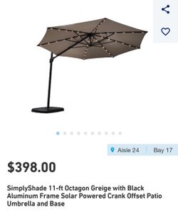 Simpli shade 11ft led umbrella heavy duty display model missing led charger