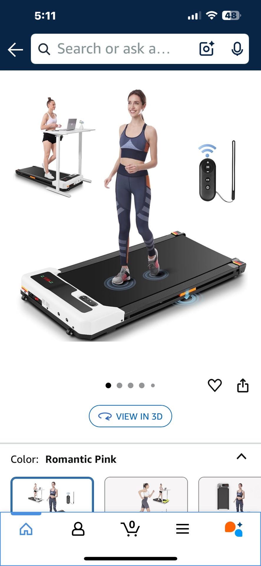 Walking Treadmill 2.5 HP Low Noise Under Desk Treadmill