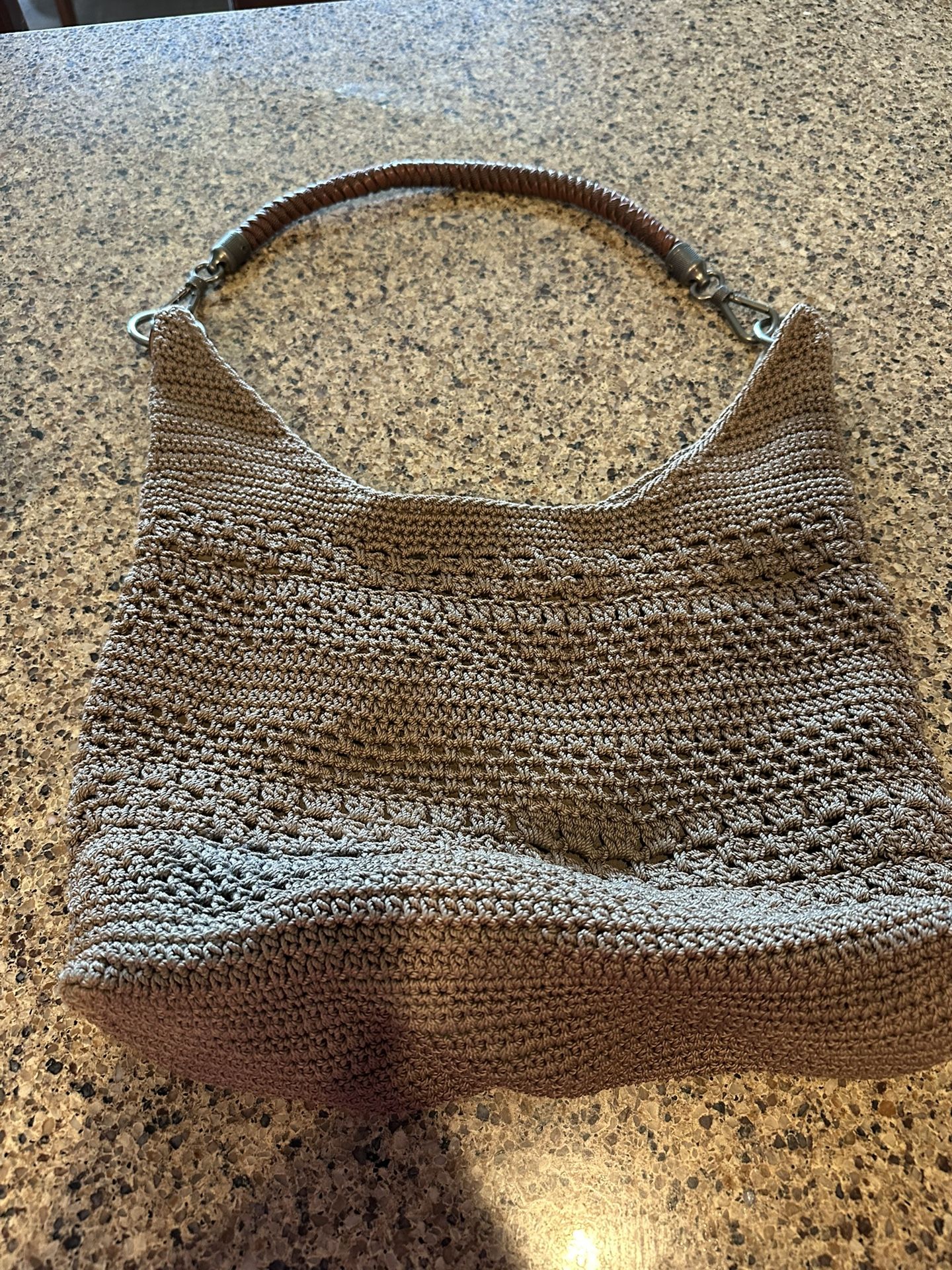 Brown Crocheted Hobo Style Bag