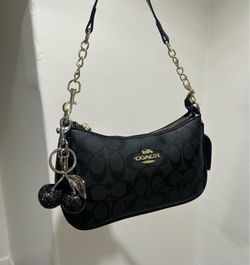 Coach Black Shoulder Bag with Black Cherry