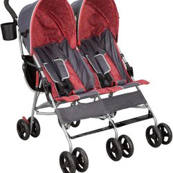Delta Children LX 35 Pound Side by Side Double Convenience Stroller, Red & Gray