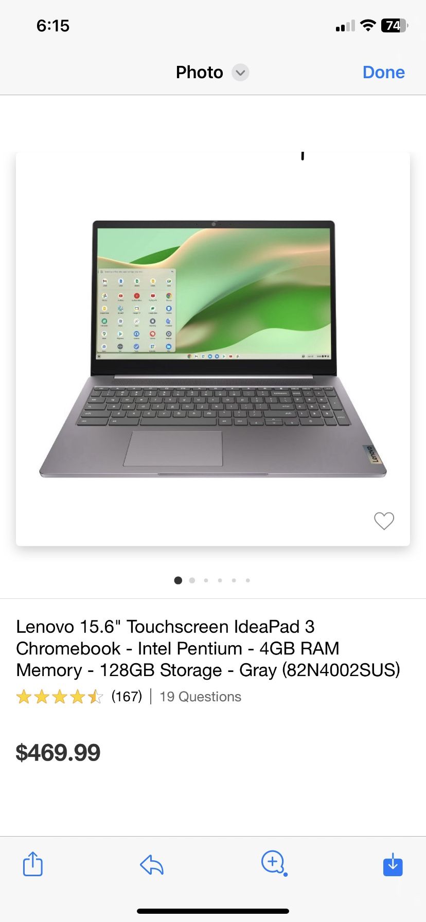 Lenovo 15.6 Chromebook Touchscreen