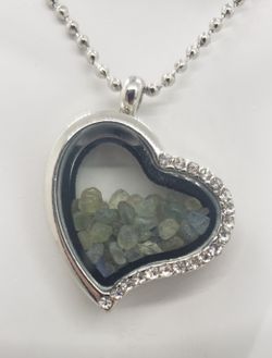Natural Montana Sapphire filled Heart Locket
