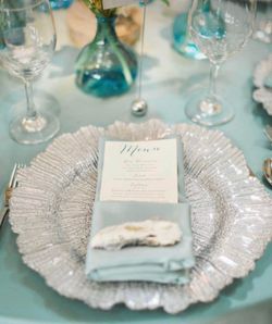 11 Silver glass reef charger plates