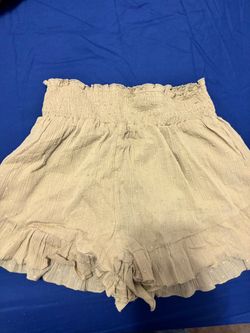 Sage green Smocked Waist Ruffle Shorts