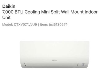 Daikin 7,000 BTU Cooling Mini Split Wall Mount Indoor Unit