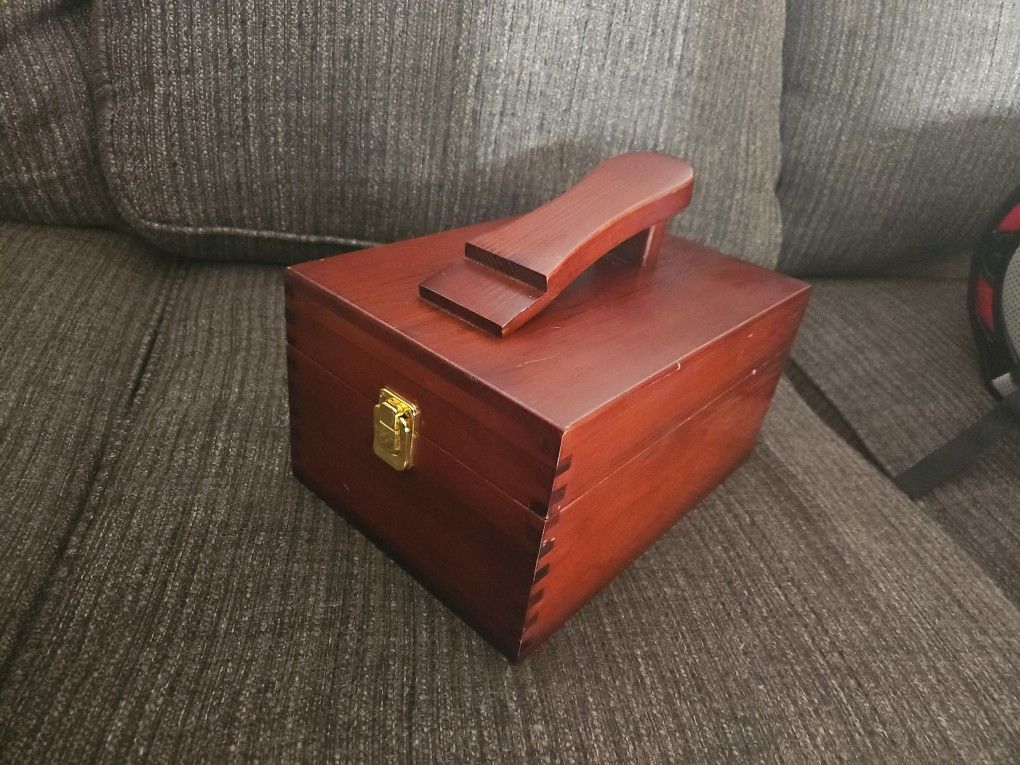 Brown Wooden Shoe Shine Box