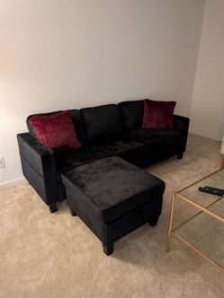 Sofa couch for living room -3 seater L shape with storage ottoman