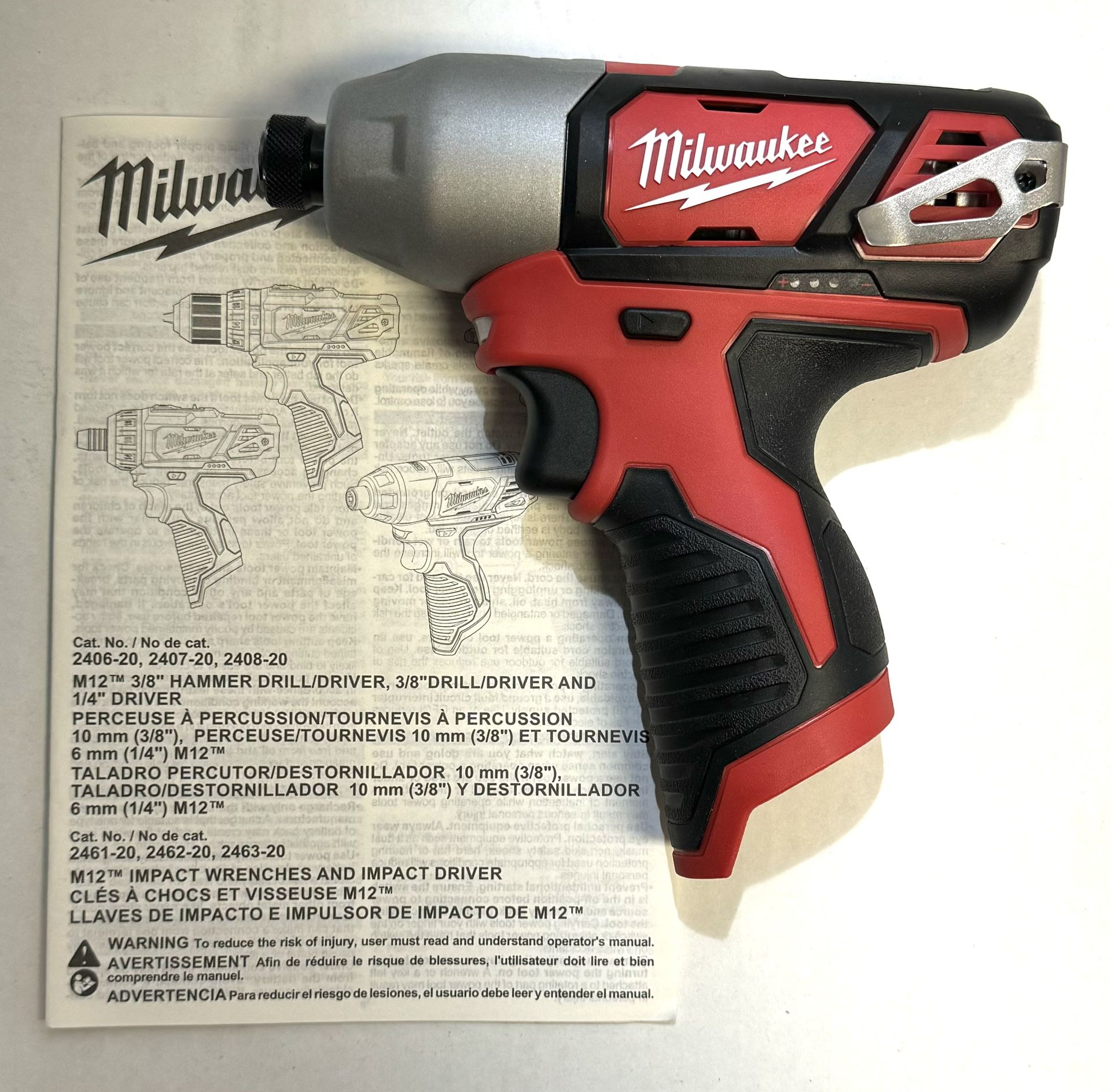 Milwaukee M12 1/4” Hex Impact (Tool Only)