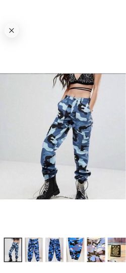 Blue Camo Cargo Pants