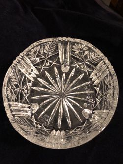 Tri-Footed 24% Lead Crystal Bowl with Etched Flower Design