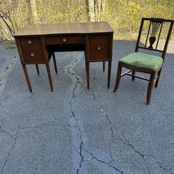 Gorgeous Desk - Art Deco Style - (3) Dovetail Drawers - Gold Handles - Furniture - Home Decor