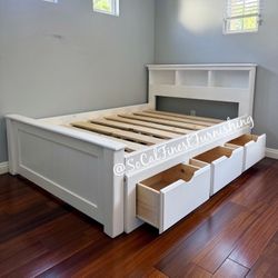 New Full Bed With Drawers Frame - No Mattress 