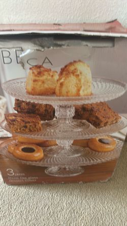 Tree tier glass dessert tower