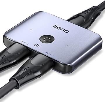 HDMI 2.1 Switch 8K HDMI Switcher, llano 4K@120Hz HDMI Bidirectional Switcher Splitter Supports 8K@60Hz, Aluminum HDMI Switcher Selector for PS4/PS5 Xb