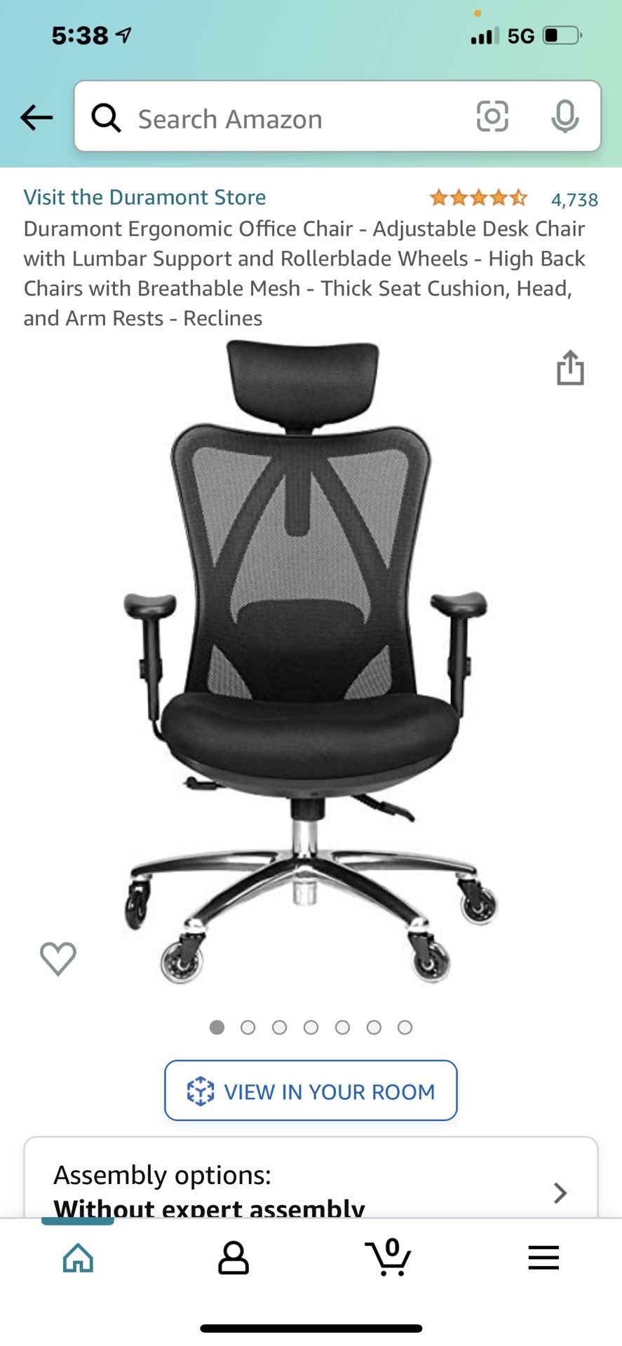 Duramont Ergonomic Office Chair Adjustable Desk Chair With Lumbar Support And Rollerblade Wheels