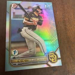 2 CARD LOT 🔥 JAMES WOOD 1st EDITION 1st Bowman Skyblue Refractor PLUS 2022 James Wood Draft PURPLE /250 ( Hard To See Bottom Right /250)