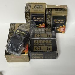 Lot of 5 Vintage Camcorder Batteries GE Sanyo UN1650 + Sunpak CL-5 NOS