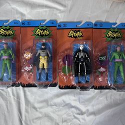 Lot Of 4 McFarlane DC Retro Batman Classic 1966 TV Series Riddler, Lord Death, Batman 