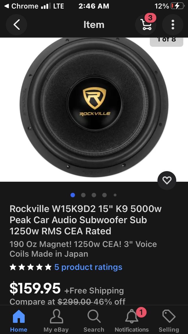 New 15” Car Audio Subwoofer 