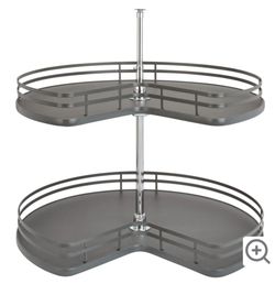 Rev-A-Shelf
Contemporary Double 2 Tier 32" Kidney Shaped Lazy Susan with Aluminum Frame and 26-31" Adjustable Pole for Corner Base Cabinet