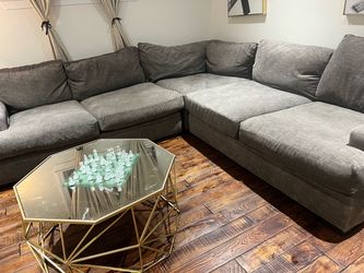 Gray Fabric L-Shaped Sectional Sofa with Chaise