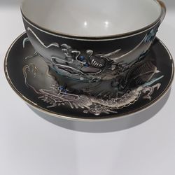 1920s-1930s Dragon cup and saucer w/geisha lithophane