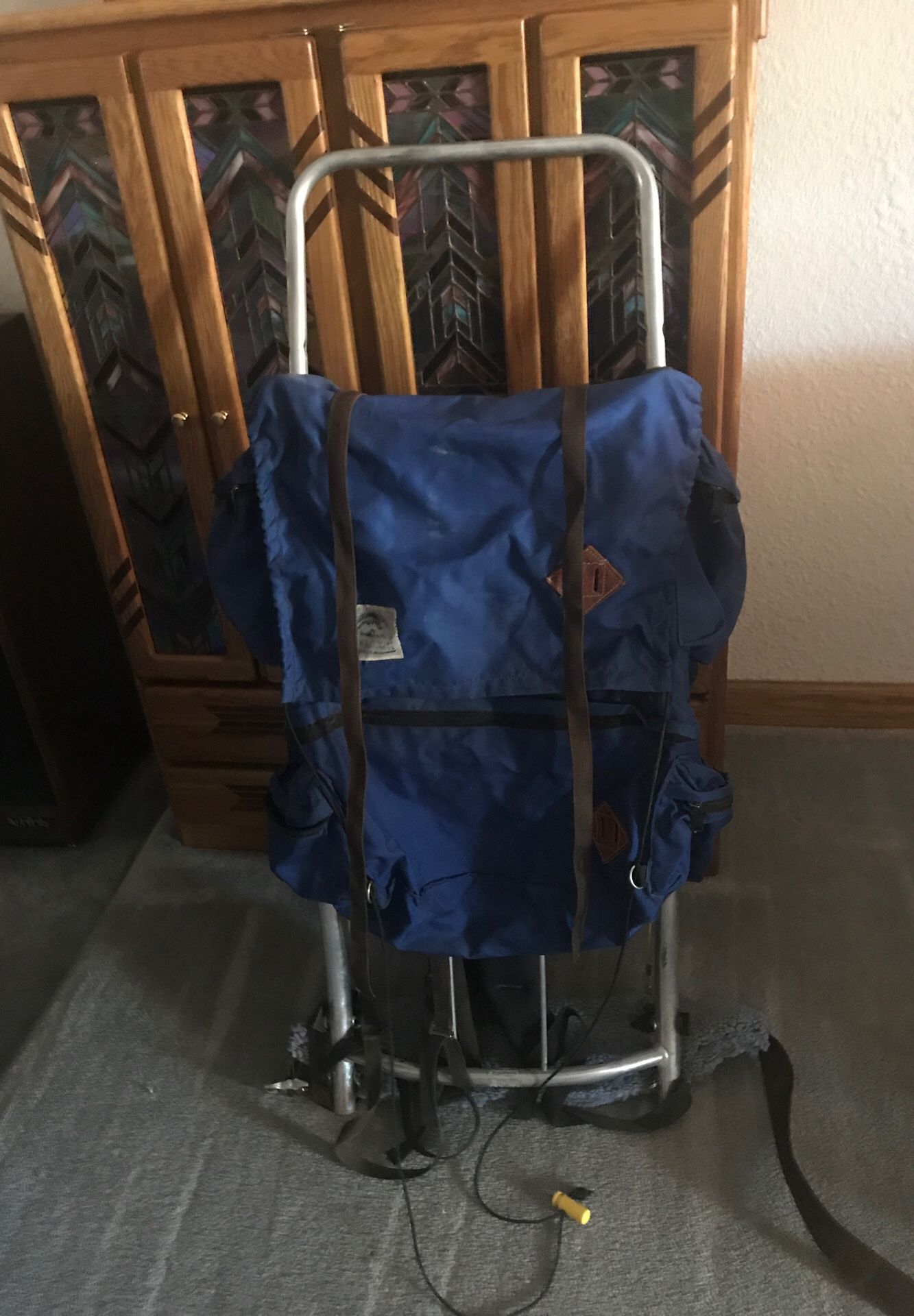External frame hiking backpack