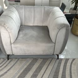Two Light Gray Velvet/ suede Side Chairs 