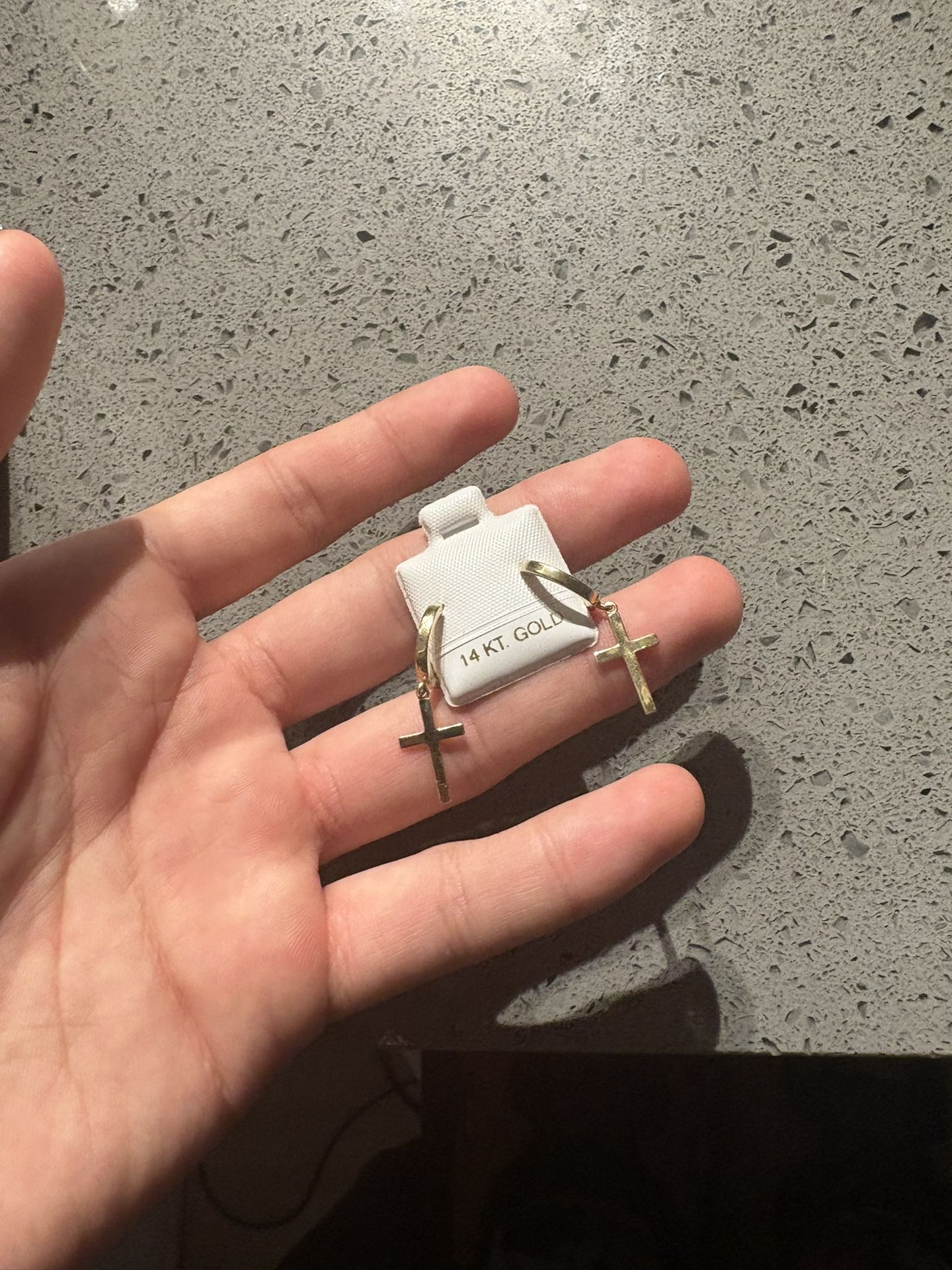 14kt Gold Cross Earrings