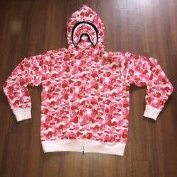 Bape Abc Pink Camo Shark Hoodie Size 2XL