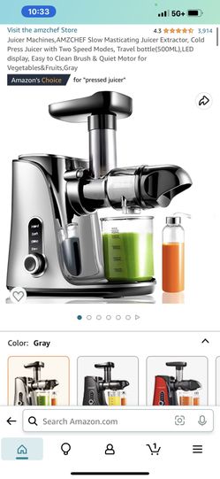 Juicer Machines, AMZCHEF Slow Masticating Juicer Extractor, Cold Press Juicer with Two Speed Mode