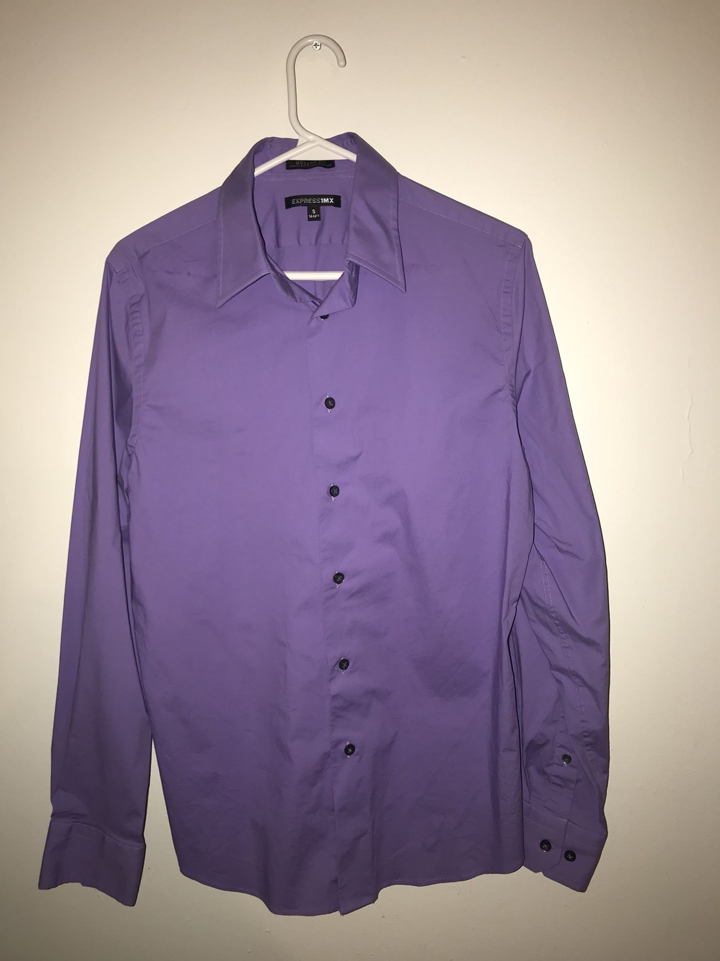Men’s Express 1MX Modern Fit Lavender Dress Shirt 14-14.5