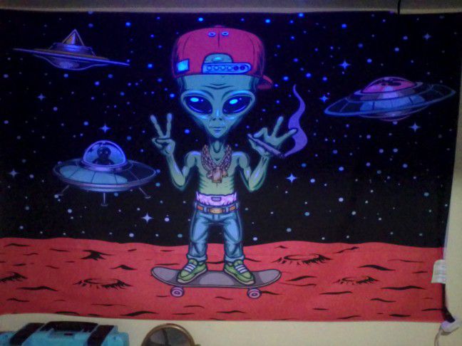 Alien Blacklight Tapestry 