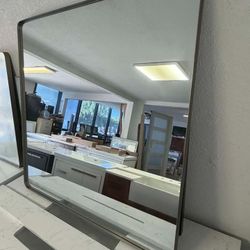 Mirror Brushed Nickel Finish  36x36 