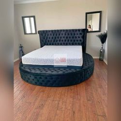 Black Round storage king and queen bed frame 