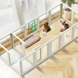 FXW AuraSpace Acrylic Indoor puppy Playpen for Pet Dog 24 Inch 16 Panels White NEW house corral gate