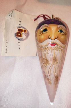 Hand-Painted Santa Face Glass Christmas Ornament