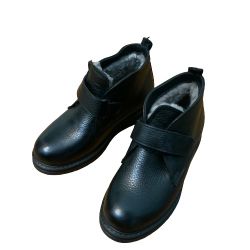 New Boys Sheep Fur Lined Real Leather Boots, Winter Snow Booties, Size 2 (32 EU)