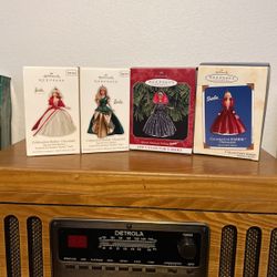 Four Hallmark Keepsake Barbie Ornaments. 