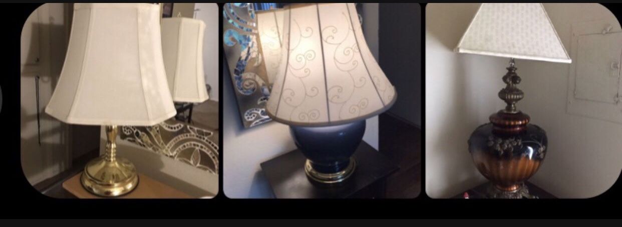 Vintage Blue Glass Table Lamp