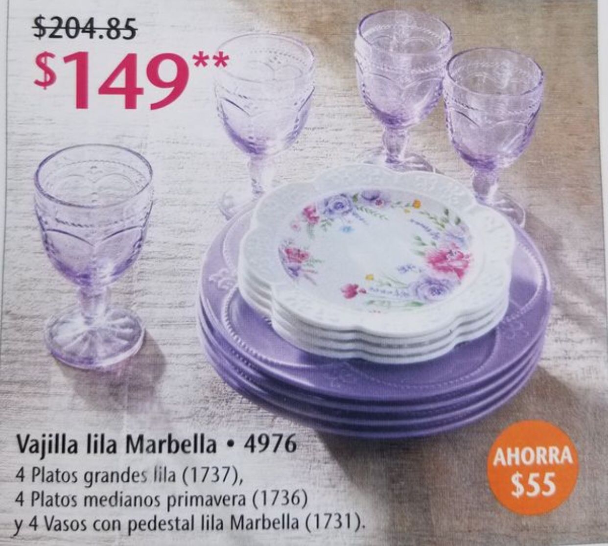 Vajilla lila sale