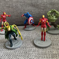 Marvel Action Figure Toy Set Hulk Iron Man Loki Captain America 
