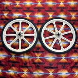 Vintage BMX White Wheel Set No Puncture Tires 20x2.125 IRC JATAN TYD