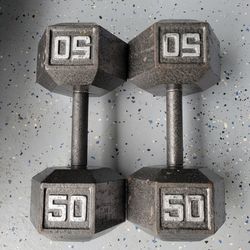 50 Pounds Dumbbells Set  50 Lbs Dumbells Set Weightlift Weight Exercise Workouts Solid Hex Dumbbells 