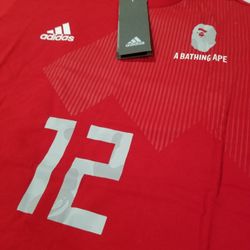 BAPE A BATHING APE x Adidas Jersey Tee Red