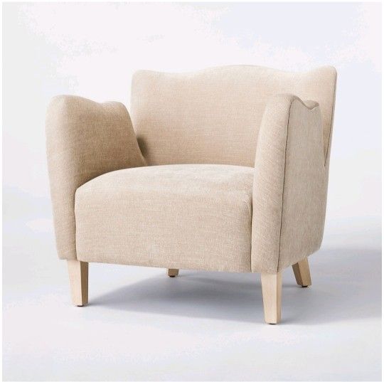 Wing Arm Accent Chair Velvet Beige (KD) - Threshold' designed with Studio McGee