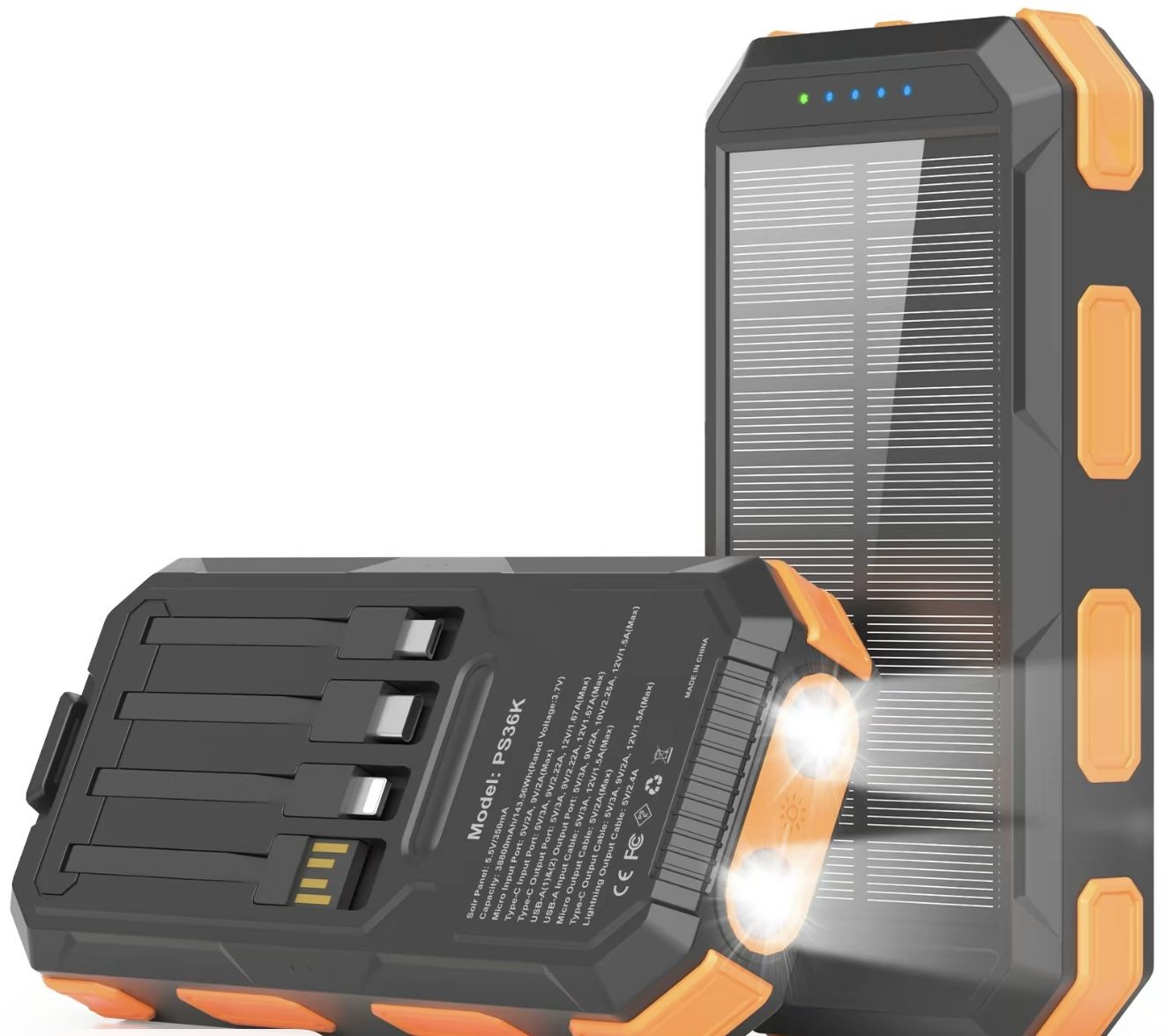 Solar Charger, 38800mAh Solar Power Bank, Waterproof External Backup Battery Power Pack