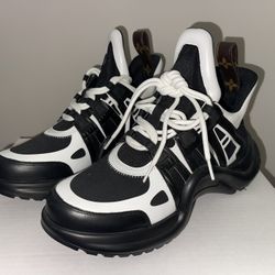 Louis Vuitton Black/White Leather and Mesh Archlight Sneakers Unisex Size 45