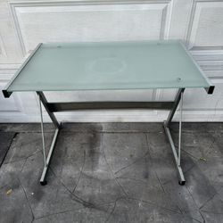 Modern computer writing / student desk w/ frosted glass top : 24 x 37L x 30 H . 